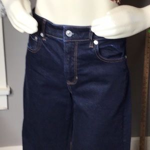 American Eagle Super Stretch Dark Jeans Size 10 Regular Wide Leg